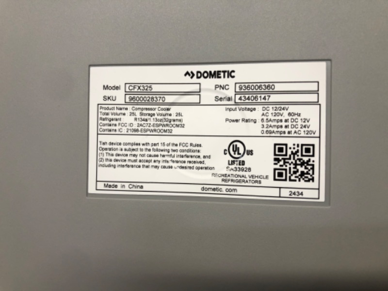 Photo 1 of ***USED - POWERS ON - UNABLE TO TEST FURTHER - SEE PICTURES***
Dometic CFX3 25-Liter Portable Refrigerator and Freezer, Powered by AC/DC or Solar