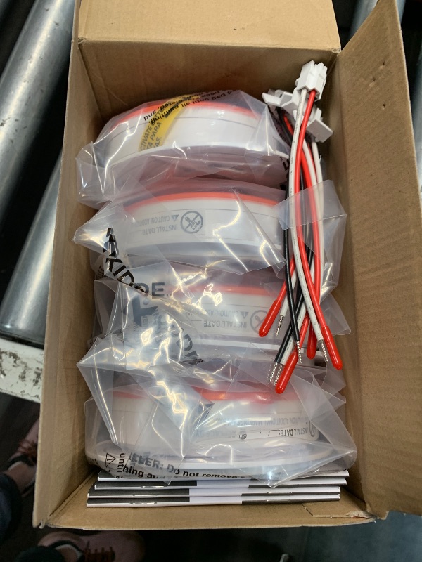 Photo 1 of Kidde Hardwired Smoke Detector, AA Battery Backup, Interconnectable, LED Warning Light Indicators, 4 Pack
