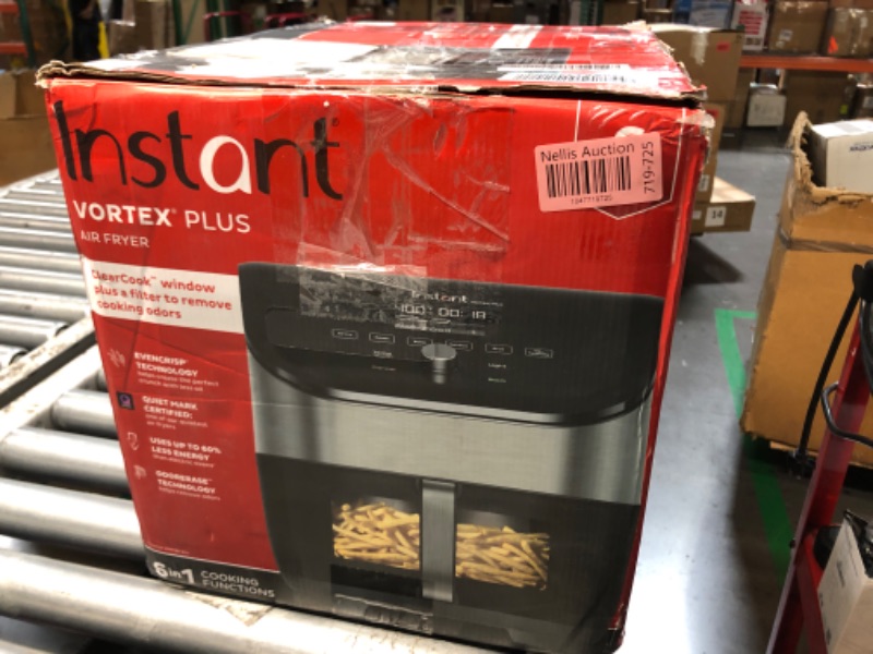 Photo 1 of (POWER TESTED) (USED/FAIR) Instant Pot Vortex Plus 6QT Air Fryer with Odor Erase Technology,6-in-1 Functions that Crisps,Roasts, Broils,Dehydrates, Bakes & Reheats, 100+In-App Recipes, from the Makers of Instant Pot,1700W,Black