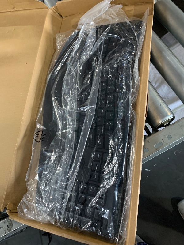 Photo 1 of ***MISSING PARTS***Amazon Basics Ergonomic Wireless Keyboard and Mouse Combo for Comfortable PC and Laptop Use, 2.4 GHz USB, Black