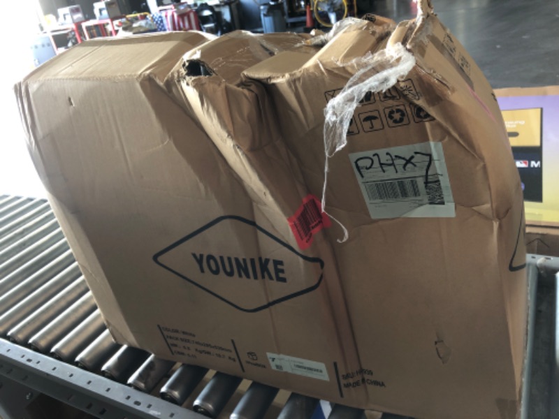 Photo 1 of ***FACTORY SEALED***DAMAGED BOX**YOUNIKE Ergonomic Home Office Desk Chair with Wheels White Comfy Armless Vanity Chair with Back Modern Faux Leather Upholstered Task Chair Small Cute Rolling Drafting Chair No Arms Adjustable Swivel