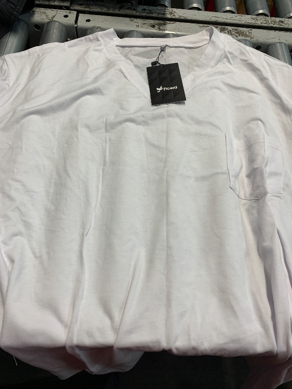 Photo 1 of (used) Ficerd 3 Pack Men's V Neck T Shirts Short Sleeve Plus Size Tee Loose Casual Top (Black, White, Dark Gray,4X-Large)