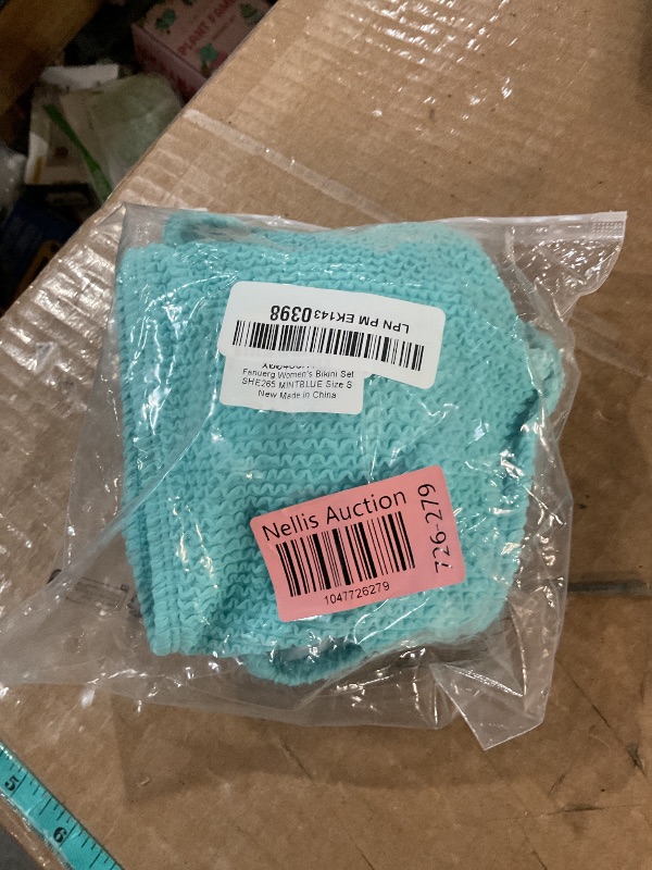 Photo 1 of (SMALL) (USED/FAIR) Fanuerg Women's Ribbed Bikini Sets Scoop Neck Cheeky Swimsuit Textured Two Piece Bathing Suit Mint Blue S