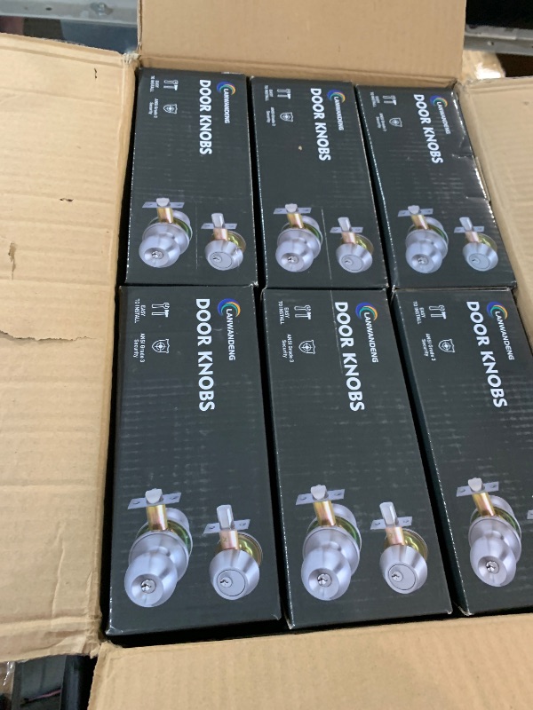 Photo 1 of (6 Sets) All Keyed Same Entry Knobs&Single Cylinder Deadbolt for Exterior Front Doors, Matte Black Finish Round Ball Entry Door Lock with Same Keys by Lanwandeng