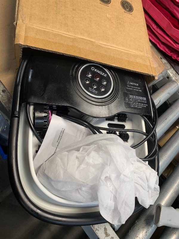 Photo 1 of ***(HEAVILY USED/ MINOR DAMAGE/ UNABLE TO TEST ITEM)***Collapsible Foot Spa Bath with Heat, Remote Control, Temperature Control, Bubbles, Pumice Stone, Red Light, Timer, 16 Massage Roller Pedicure Foot Spa Tub Foot Soaker for Soothe & Relax Tired Feet