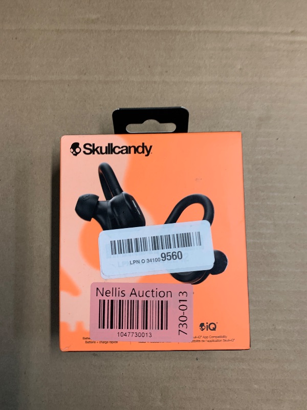 Photo 1 of (USED/FAIR) (SIGNS OF USE- POWER TESTED) Skullcandy Push Active Wireless Earbuds, Bluetooth Headphones, Noise Isolating, 44 Hrs Battery, Secure-Fit Over-Ear Hanger, Sweat and Water Resistant, Microphone for iPhone Android - True Black/Orange