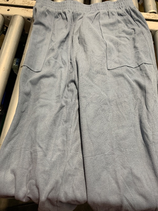 Photo 1 of (large) Xiaoxuemeng Womens Baggy Wide Leg Pants Casual Elastic Waisted Palazzo Harem Pants with Pockets (Dustyblue-L)