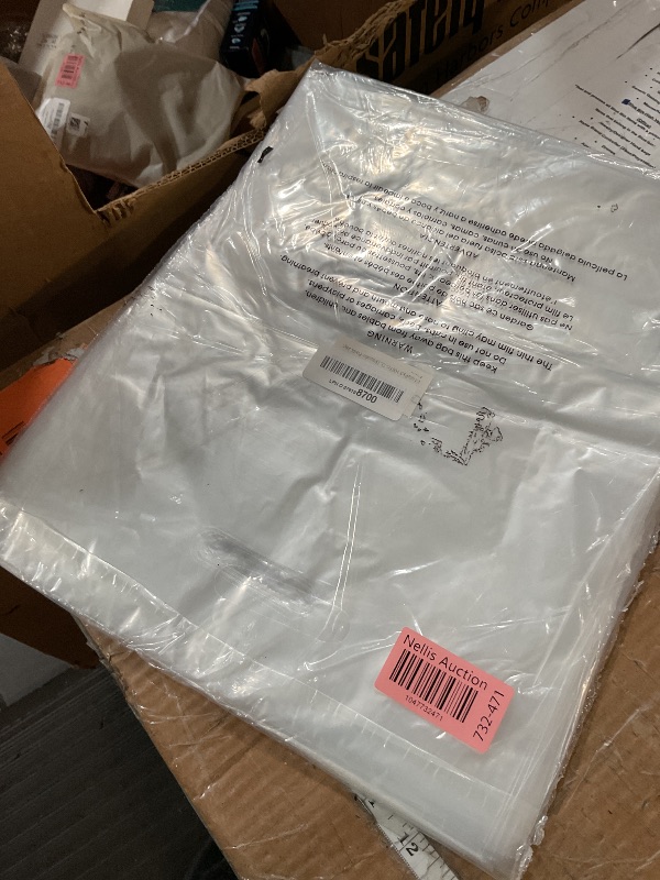 Photo 1 of 100 Clear Plastic Bags with Handles - 12"x15" Glossy Retail Shopping Bags for Small Business, Boutique, Gift and Trade Show
