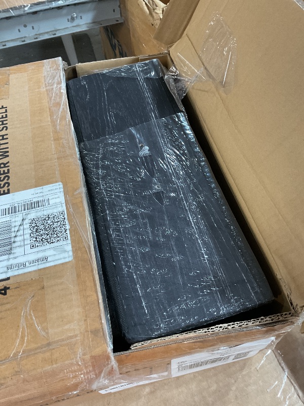 Photo 1 of ***(MISSING SOME SCREWS/HARDWARE)***Furnulem Tall 4 Drawers Dresser, Vertical Storage Tower Black Dresser for Bedroom, Hallway, Entryway, Nursery, Closet Organizer, Nightstand Bedside Table Furniture, Sturdy Steel Frame, Wood Top