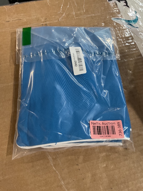 Photo 1 of (BAGGED) (USED/FAIR) JOJOGOGO Royal Blue Outdoor Lumbar Pillow Covers 12x20 Waterproof Set of 2, Lake Blue Spring Summer Sunproof Outdoor Lumbar Pillows 12 x 20 for Patio Furniture Garden Bench (with White Piping)
