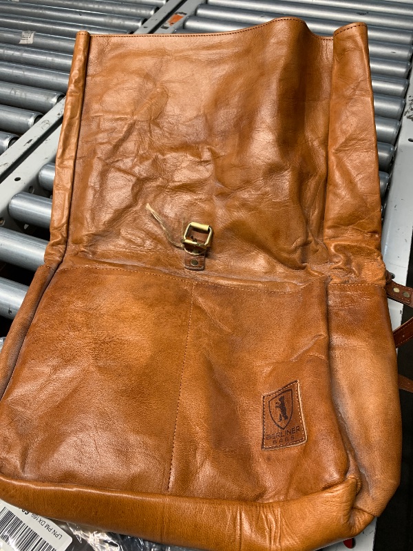 Photo 1 of (used)(please see all images) BERLINER BAGS Vintage Genuine Leather Backpack Paris, Travel Backpack, Utility Backpack, Bookbag for Women and Men - Brown