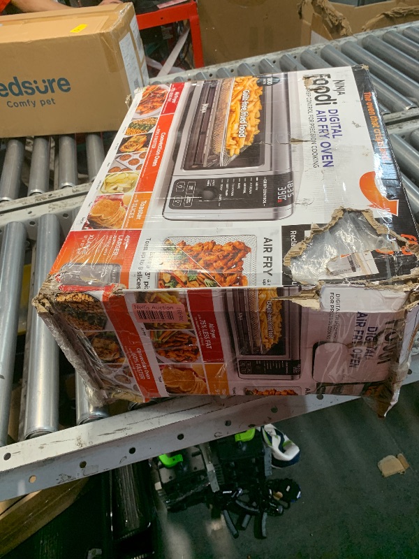 Photo 1 of (PARTS) (NON-FUNCTIONAL) (DAMAGED/DENTED) Ninja Digital Air Fry Countertop Oven, 8-in-1 Functionality, 1800W, Flip-Up Design, XL Capacity, Air Fry Basket, Wire Rack & Crumb Tray, Silver, SP101