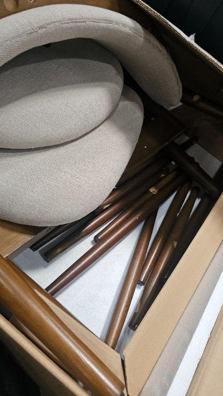 Photo 1 of ***PARTS ONLY***COLAMY Counter Height Bar Stools Set of 2, Kitchen Bar Stools with Back, Mid Century Modern Upholstered, with Wood Legs for Kitchen Island Dining Room, Beige