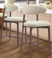 Photo 1 of ***PARTS ONLY***COLAMY Counter Height Bar Stools Set of 2, Kitchen Bar Stools with Back, Mid Century Modern Upholstered, with Wood Legs for Kitchen Island Dining Room, Beige
