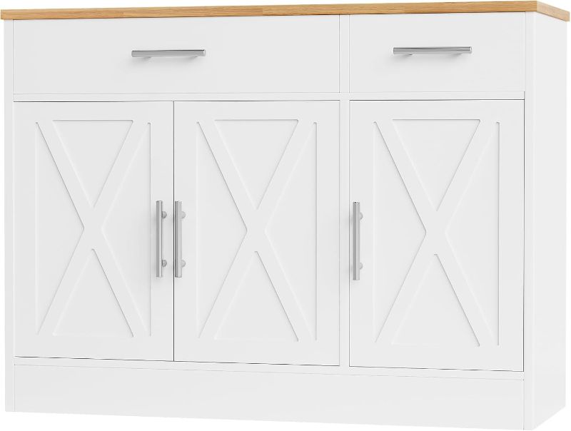 Photo 1 of (used)(stock photo for reference only)(please see all images) Modern Farmhouse Sideboard Buffet Cabinet with Storage