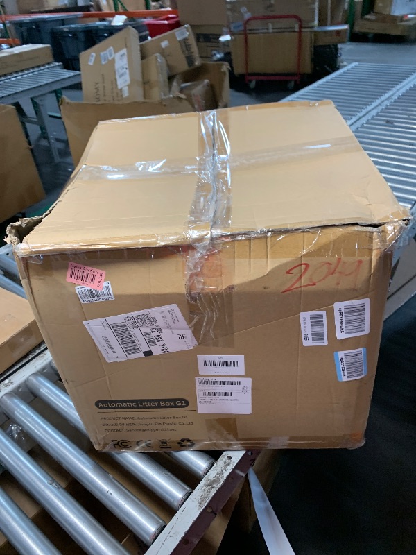 Photo 1 of Open-Top Self Cleaning Litter Box, Automatic Cat Litter Box with APP Control, Dual Safety Sensors, Includes Trash Bags, Grey-White