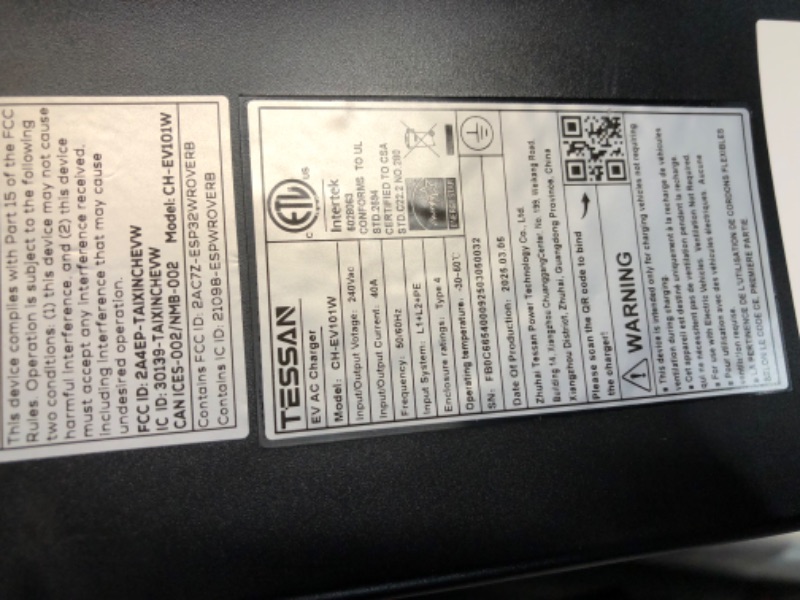 Photo 1 of ***USED - PREVIOUSLY OPENED - LIKELY MISSING PARTS - UNABLE TO VERIFY FUNCTIONALITY***
TESSAN EV Charger Level 2, 40A/240V Wall Mount Electric Vehicle Charing Station, Smart EV Chargers Equipment App Control Wi-Fi ?Only 2.4Ghz?& Bluetooth 25ft Cable with 