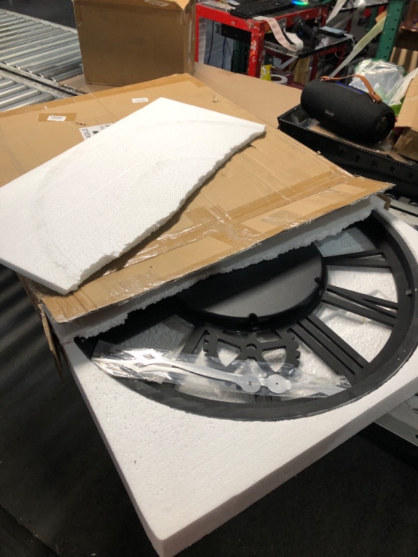 Photo 1 of The B-Style Large Real Moving Gears Wall Clock 30 inch Rustic Retro Industrial Farmhouse Wood Clock Oversized Decorative Vintage Wall Clocks for Living Room (Gray White, 30 Inch/76CM)