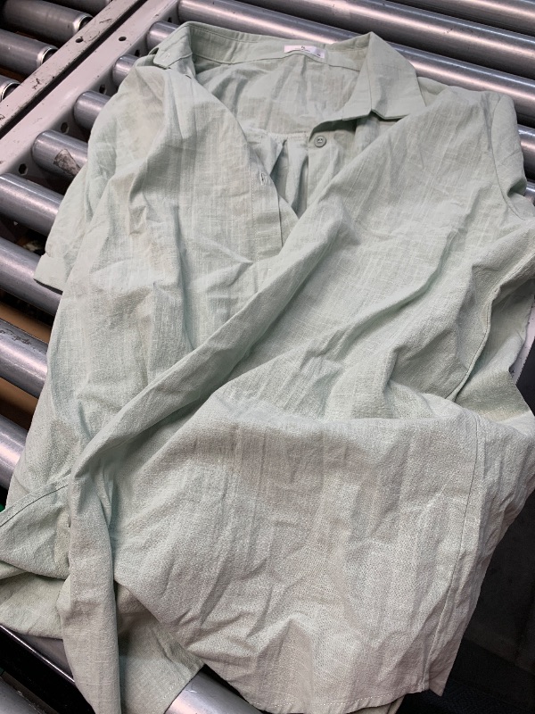 Photo 1 of (used) tHOTOUCH Button Down Shirts for Women Linen Shirts for Women Loose fit Cotton Shirts for Women Light Green XXL