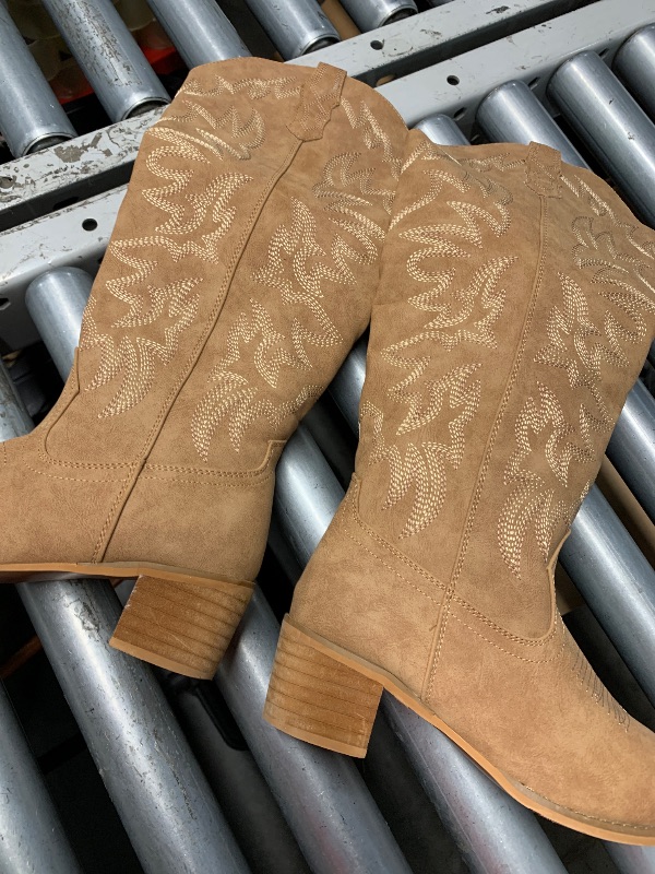 Photo 1 of (see all images) IUV Cowboy Boots For Women Knee High Western Cowgirl Boots Snip Toe Side Zipper Chunky Heel seven7