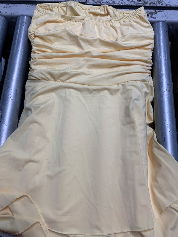 Photo 1 of (see images) YBSKG Women’s Strapless Tube Dress Cute Summer Mini Short Dresses Bandeau Party Dress Light Yellow