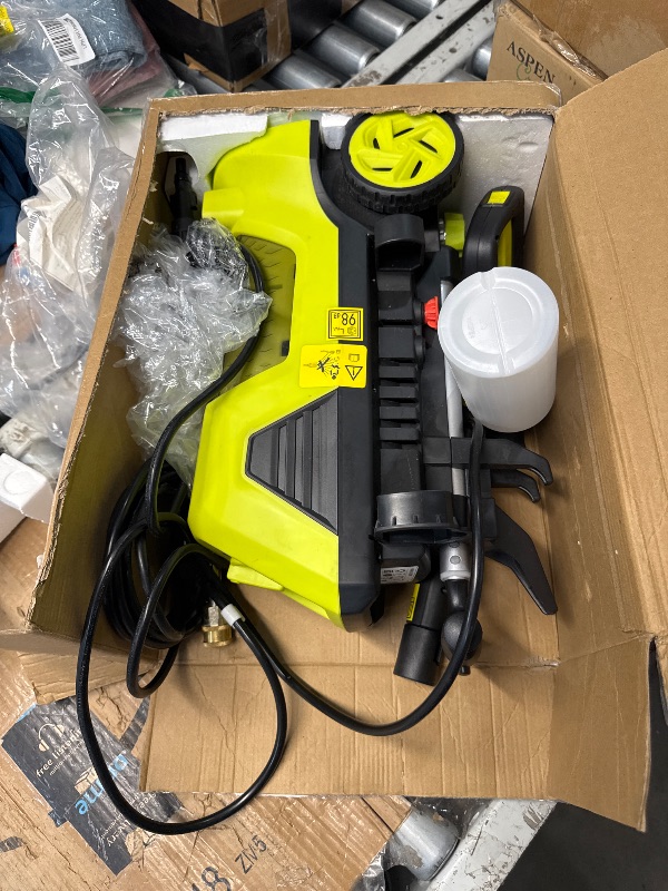 Photo 1 of (PARTS) (UNABLE TO TEST FUNCTIONALITY) Electric Pressure Washer 4800PSI-Max 3.0GPM Pressure Washer with 4 Nozzles, 25FT Hose, Soap Tank, Ideal for Car, Driveway, Patio, Pool Yellow