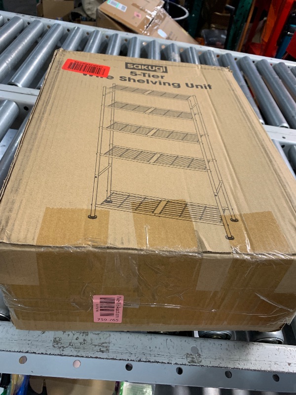 Photo 1 of ***(MISSING PARTS)***Sakugi Storage Shelves - 5 Tier Shelf Organizer, Heavy Duty Garage Shelving Unit with Leveling Feet, Stable Metal Shelves Organizer for Pantry, Kitchen and Closet, 33.0" W x 12.6" D x 72.0" H, Black