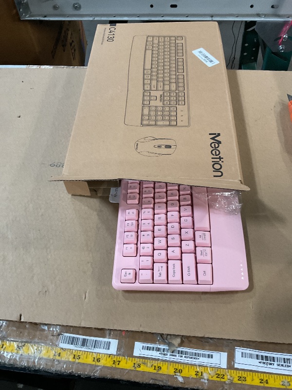 Photo 1 of MEETION Wireless Keyboard and Mouse, Full-Sized Cordless Keyboard with Wrist Rest and 3 DPI Adjustable Mouse, 2.4G Wireless, Compatible with PC/Computer/Laptop/Windows/Mac, Pink