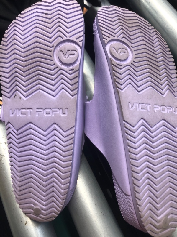 Photo 1 of (see all images) VICT POPU Womens Sandals Adjustable Double Buckle Strap Waterproof EVA Flat Slides LIGHT PURPLE 8