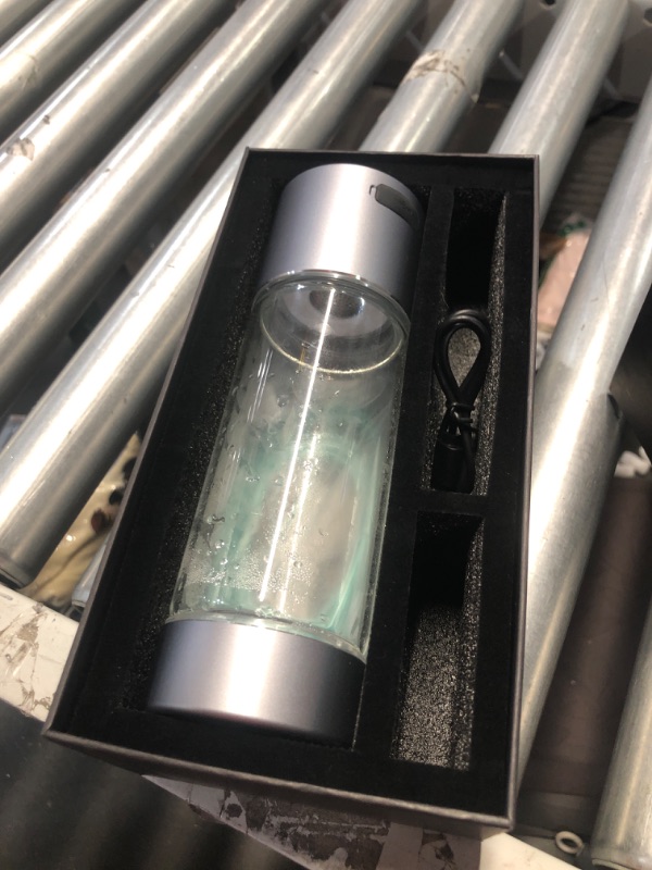 Photo 1 of Hydrogen Water Bottle - Portable, Rechargeable, LED Timer, Aluminum and Glass, 5000 PPB Hydrogen in 10 Minutes, 340ml Capacity, for Husband, Father & Family, for Travel, Sports, Home, Office(Grey)