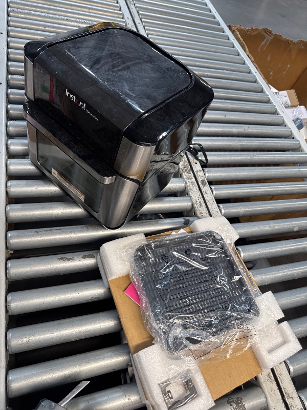 Photo 1 of (PARTS) (NOT A FUNCTIONAL UNIT) (SIGNS OF USE/DAMAGE) Instant Pot 10QT Air Fryer, 7-in-1 Functions with EvenCrisp Technology that Crisps, Broils, Bakes, Roasts, Dehydrates, Reheats & Rotisseries, Includes over 100 In-App Recipes, Stainless Steel
