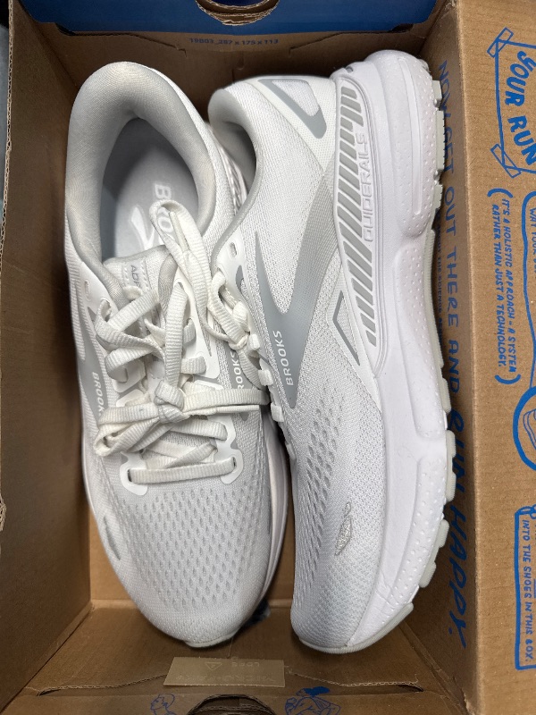Photo 1 of (8.5) (USED/FAIR) Brooks Women’s Adrenaline GTS 23 Supportive Running Shoe - White/Oyster/Silver - 8.5 Medium