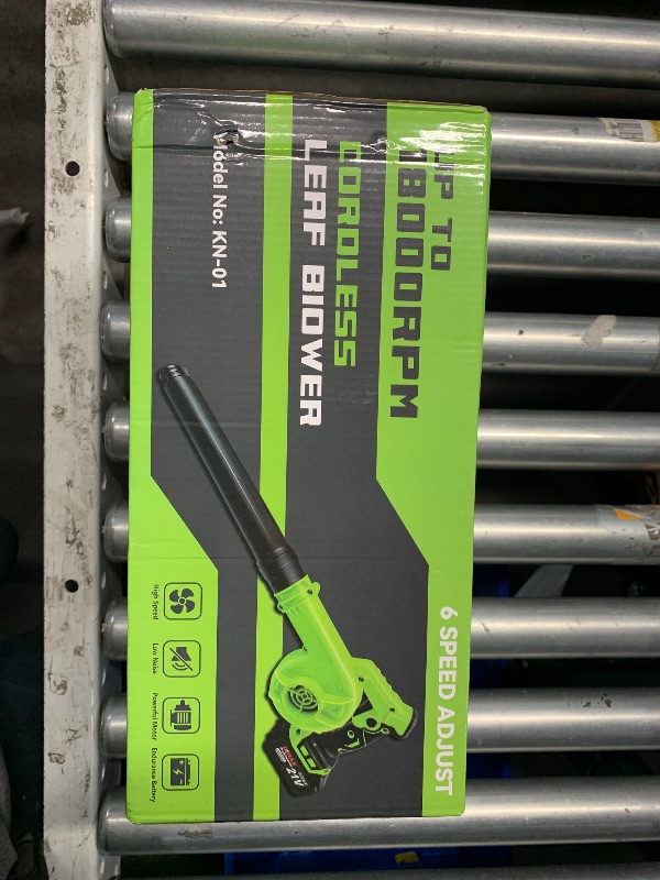 Photo 1 of ***(SEE NOTES BEFORE BIDDING)***Cordless Leaf Blower with Battery and Charger,Electric Lightweight Battery Powered Leaf Blower for Lawn Care,6 Speed Mode, Handheld,Green