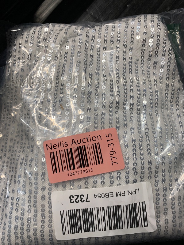 Photo 1 of (USED/FAIR) (BAGGED) (MED) Women Sparkle Sequins Mini Dress Sexy Tie Back Bodycon Dress Long Sleeve Shiny Evening Dresses Night Out Party Outfits White