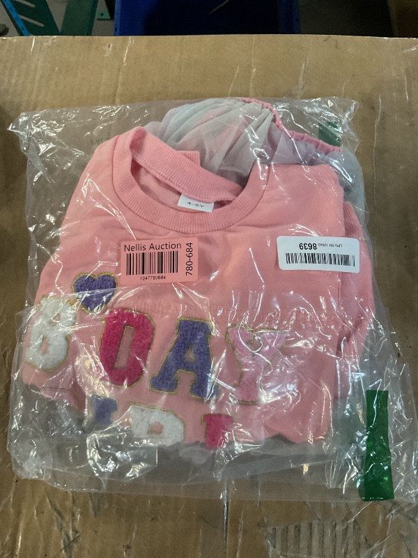 Photo 1 of ***(HEAVILY USED/ MINOR DAMAGE)***Kayotuas Toddler Baby Girl Birthday Outfit Embroidery Birthday Girl Sweatshirt Tutu Skirt Set Little Girls Princess Dresses (Pink, 4-5T)