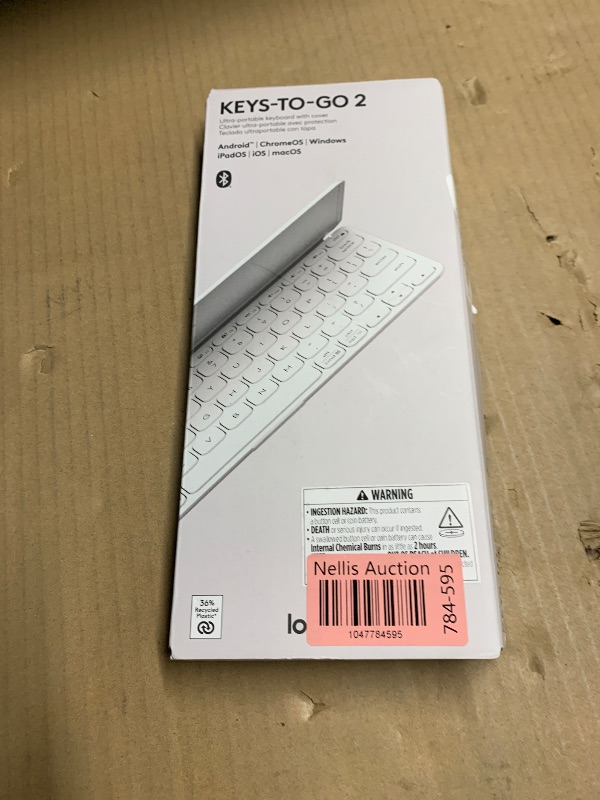 Photo 1 of Logitech Keys-to-GO 2 Portable Compact Wireless Keyboard with Built-in Cover, Slim Tablet Keyboard for iPad, iPhone, Mac, Apple TV - Pale Grey