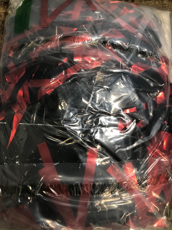 Photo 1 of 4 Pack 29x108 Inch Metallic Foil Fringe Tinsel Table Skirts for Rectangle Tables Streamer Backdrop for Wedding, Birthday, Parade Floats, Christmas, Halloween Party Decoration(Black Red)