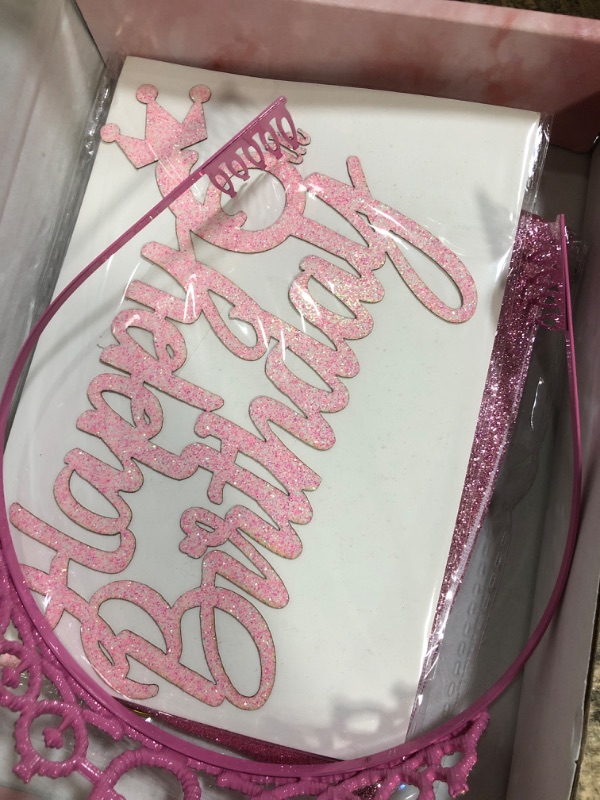 Photo 1 of 6th Birthday Decorations for Girl Including 6th Birthday Crown/Tiara, Sash, Happy Birthday Cake Toppers and Number 6 Candles, Pink Birthday Party Supplies 6 Year Old Girl Birthday Gift Ideas
