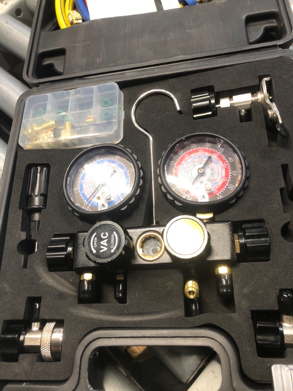 Photo 1 of (used) Lichamp HVAC Gauges with Hoses, AC Manifold Gauge Set R134A R410A R404A R22 Refrigerant Gauges