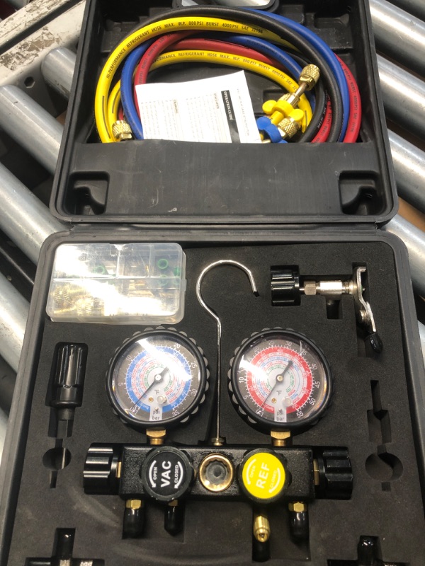 Photo 1 of (used) Lichamp HVAC Gauges with Hoses, AC Manifold Gauge Set R134A R410A R404A R22 Refrigerant Gauges