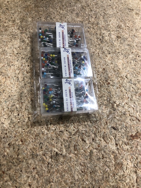 Photo 1 of 300PCS Sewing Pins for Fabric, Straight Pins with Glass Ball Heads, Multicolor Corsage Stick Pins for Dressmaker