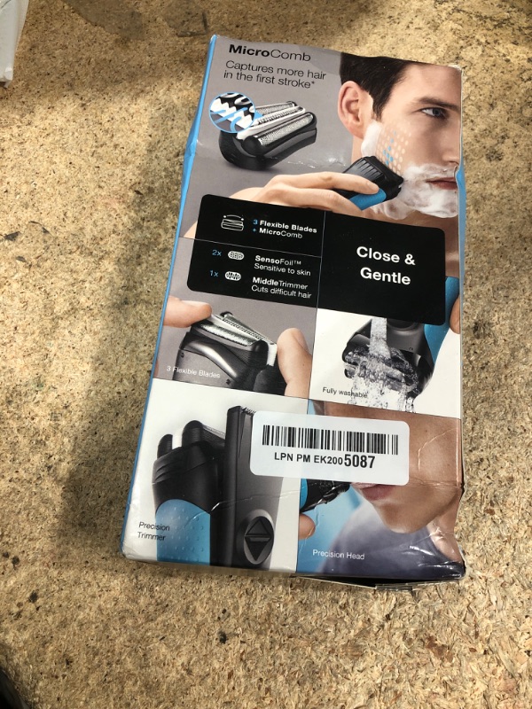 Photo 1 of Braun Electric Series 3 Razor with Precision Trimmer, Rechargeable, Wet & Dry Foil Shaver for Men, Blue/Black, 4 Piece