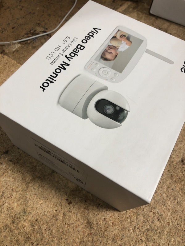 Photo 1 of **MONITOR HAS BROKEN SCREEN** Baby Monitor 5.5" 720p HD Video Baby Monitor, 5000mAh Battery 26-Hour Audio Monitoring, Night Vision, Remote Pan Tilt, 2 Way Talk, VOX, Temperature, Feeding Reminder, 4X Zoom, 1000ft Range, Lullabies