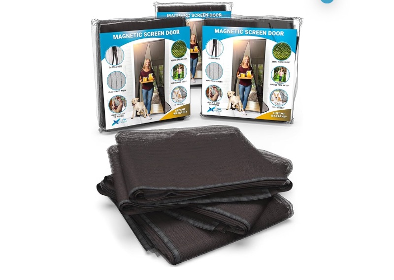 Photo 1 of Flux Phenom Magnetic Screen Door (Pack of 3) Self-Closing, Pet-Friendly, 26 Mighty Magnets - Fits Doors Up to 38"x82" - Door Screen Magnetic Closure, Patio Mesh, Magnet Screen Door