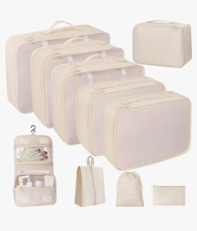 Photo 1 of 10 Pcs Set Packing Cubes - Travel Packing Organizers, Expandable Suitcase Organizer, Luggage Organizer Bags