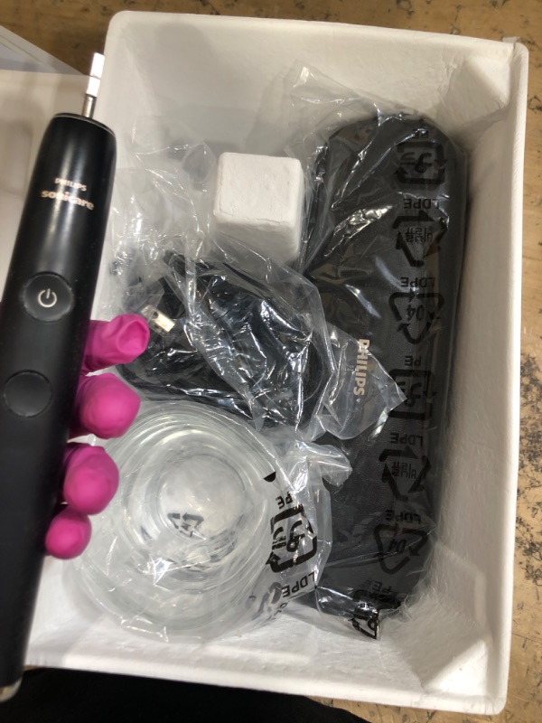 Photo 1 of **Parts Only**Philips Sonicare DiamondClean Smart 9500 Electric Toothbrush, Sonic Toothbrush with App, Pressure Sensor, Brush Head Detection, 5 Brushing Modes and 3 Intensity Levels, Black, Model HX9923/11