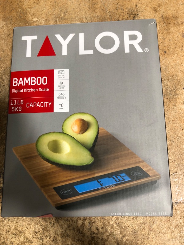 Photo 1 of (USED/FAIR) (SIGNS OF USE) Taylor 382821 Digital Kitchen Scale, 11 Lb, Bamboo