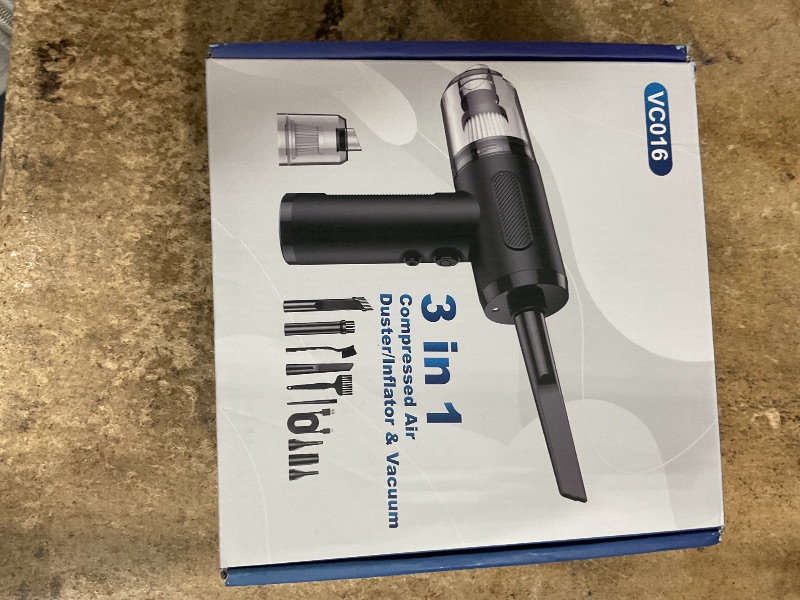 Photo 1 of **FOR PARTS DOESN'T HOLD CHARGE** Compressed Air Duster, 100000RPM Handheld Car Vacuum/Air Blower& Pump, 3 Gear Adjustable Electric Air Duster/Car Vacuum Cleaner, Keyboard Duster with LED Light-10 Kits Air Blower for Computer(Black)