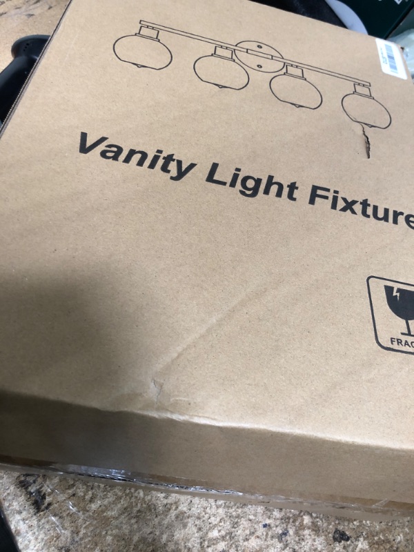 Photo 1 of 2025 Upgrade 4-Light Bathroom Light Fixtures, Black Bathroom Lights Over Mirror with Clear Glass Globe Shade, Vanity Lights for Bathroom Kitchen Living Room Hallway Cabinet Bedroom Porch