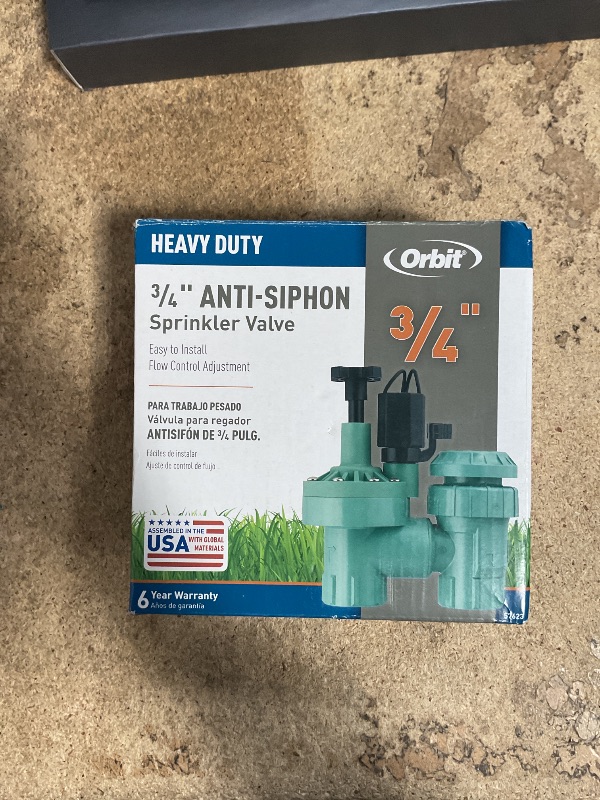 Photo 1 of 1-Pack Orbit 57623 3/4" FPT 100 Series Anti-Siphon Automatic Sprinkler Valve with Flow Control